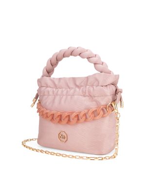 Bolsa Drawstring Textil Maneral Trenzado color Rosa