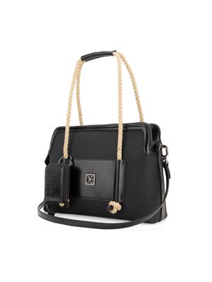 Bolsa Satchel Grande Con Monedero Color Negro