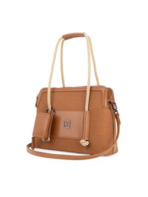 Bolsa Satchel Grande con Monedero color Tan