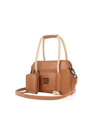 Bolsa Satchel Chica con Monedero color Tan