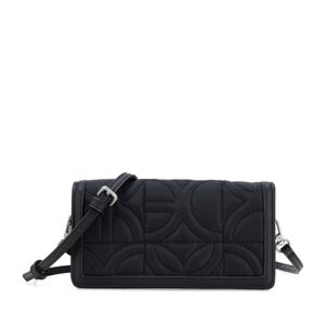 Cartera Flap Grande Doble Función Textil color Negro