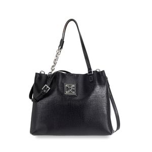 Bolsa Satchel Mediana Look Animal Skin color Negro