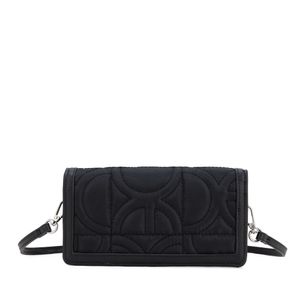 Cartera Flap Grande Doble Función Textil color Negro