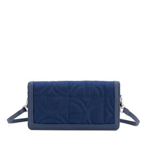 Cartera Flap Grande Doble Función Textil color Azul Marino