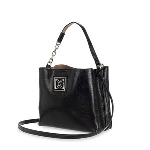 Bolsa Crossbody Mediana Look Animal Skin color Negro