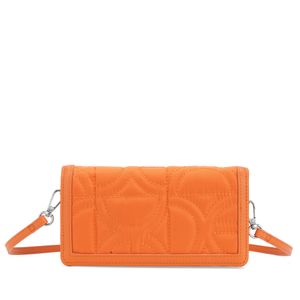 Cartera Flap Grande Doble Función Textil color Naranja