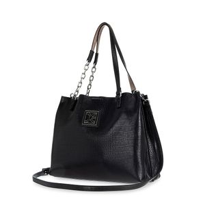 Bolsa Satchel Mediana Look Animal Skin color Negro