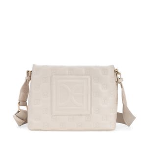 Bolsa Crossbody Bordado Monograma Color Beige