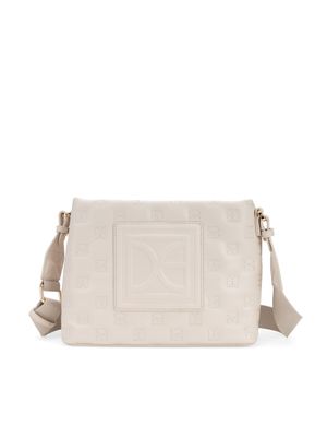 Bolsa Crossbody Bordado Monograma Color Beige