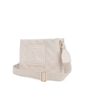 Bolsa Crossbody Bordado Monograma Color Beige