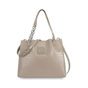 Bolsa Satchel Mediana Look Animal Skin Color Gris