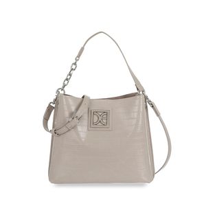 Bolsa Crossbody Mediana Look Animal Skin Color Gris