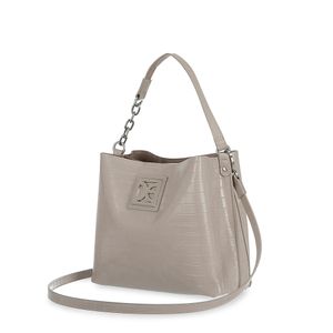 Bolsa Crossbody Mediana Look Animal Skin Color Gris