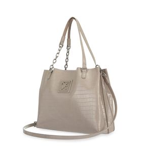 Bolsa Satchel Mediana Look Animal Skin Color Gris