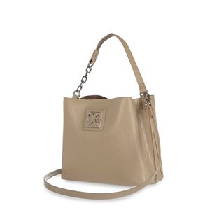 Bolsa Crossbody Mediana Look Animal Skin color Beige