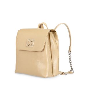 Mochila Mediana Look Animal Skin Color Beige