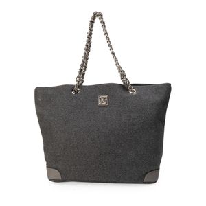 Bolso Tote Grande Textil Color Gris