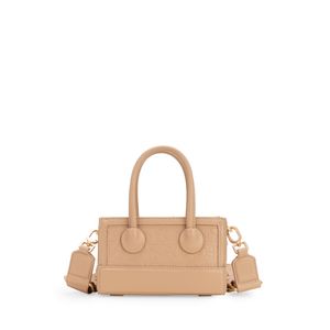 Bolsa Satchel Miniatura Monograma Troquelado Color Camel