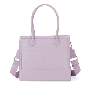 Bolsa Satchel Mediana Monograma Troquelado Color Lila