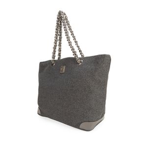 Bolso Tote Grande Textil Color Gris