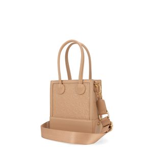 Bolsa Tote Chica Monograma Troquelado Color Camel