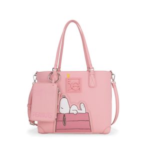 Bolsa Tote Mediana con Monedero Peanuts x Oe color Rosa