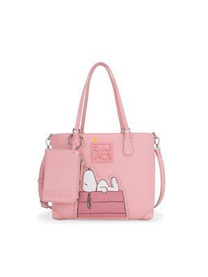 Bolsa Tote Mediana con Monedero Peanuts x Oe color Rosa