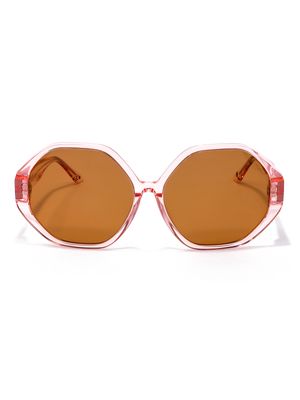 Lente Solar Forma Hexagonal con Armazón de Acetato Color Rosa