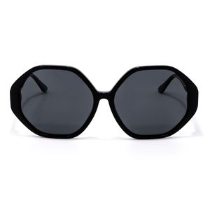 Lente Solar Forma Hexagonal con Armazón de Acetato Color Negro