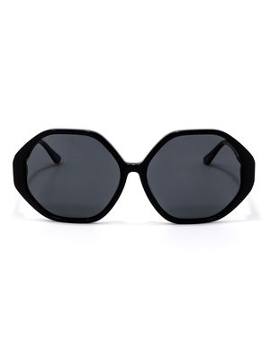 Lente Solar Forma Hexagonal con Armazón de Acetato Color Negro