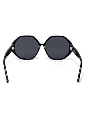 Lente Solar Forma Hexagonal con Armazón de Acetato Color Negro