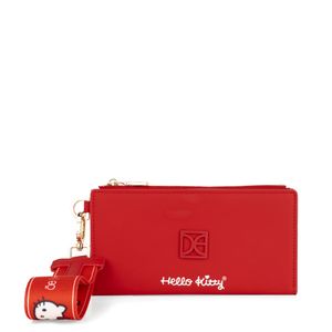 Cartera Flap Grande Oe x Hello Kitty Con Maneral color Rojo