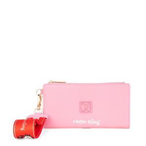 Cartera Flap Grande Oe x Hello Kitty Con Maneral color Rosa