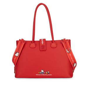 Bolsa Satchel Grande Oe x Hello Kitty color Rojo