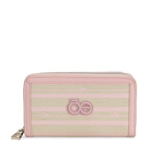 Cartera Grande Cierre Doble Color Rosa
