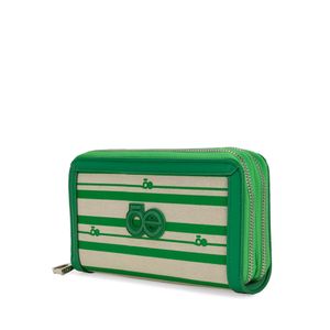 Cartera Grande Cierre Doble Color Verde