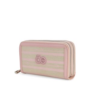 Cartera Grande Cierre Doble Color Rosa