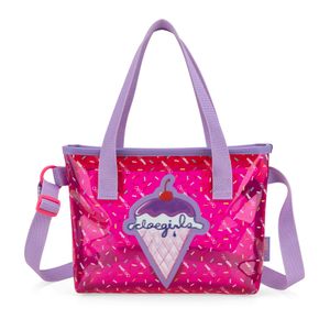 Bolsa Tote Mediana De Mica Transparente Color Rosa
