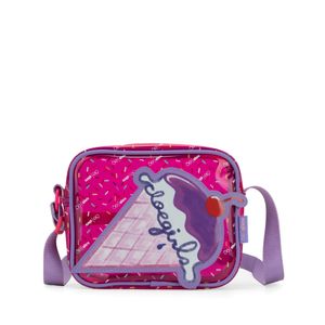 Bolsa Crossbody Mediana De Mica Transparente Color Rosa