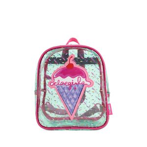 Mochila Mediana De Mica Transparente Color Azul