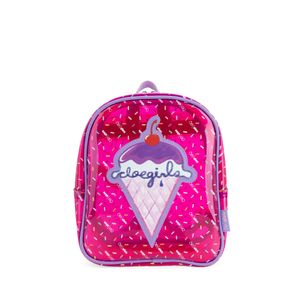 Mochila Mediana De Mica Transparente Color Rosa