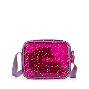 Bolsa Crossbody Mediana De Mica Transparente Color Rosa