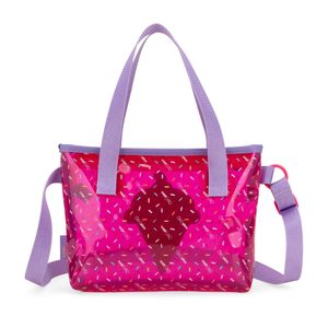 Bolsa Tote Mediana De Mica Transparente Color Rosa
