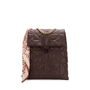 Mochila Mediana Con Mascada Color Café