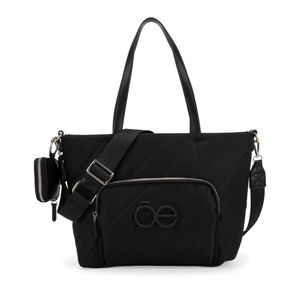 Bolsa Tote Bordado Con Monedero Color Negro