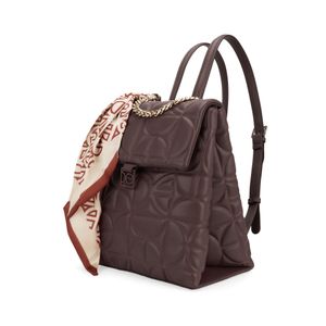 Mochila Mediana Con Mascada Color Café