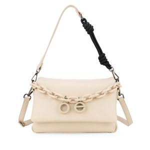 Bolsa Crossbody Chica Con Cadena Acrílica Color Beige