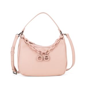 Bolsa Hobo Mediana Con Cadena Acrílica Color Rosa