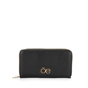 Cartera Grande Cierre Doble Color Negro