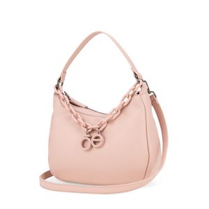 Bolsa Hobo Mediana Con Cadena Acrílica Color Rosa
